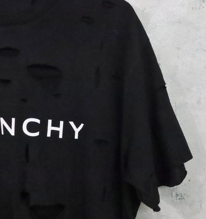 GIVENCHY DESTROYED EFFECT Distressed T-Shirt Black Size L