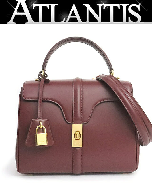 CELINE 16 Small 2-Way Calfskin Bag Bordeaux Size ONE SIZE