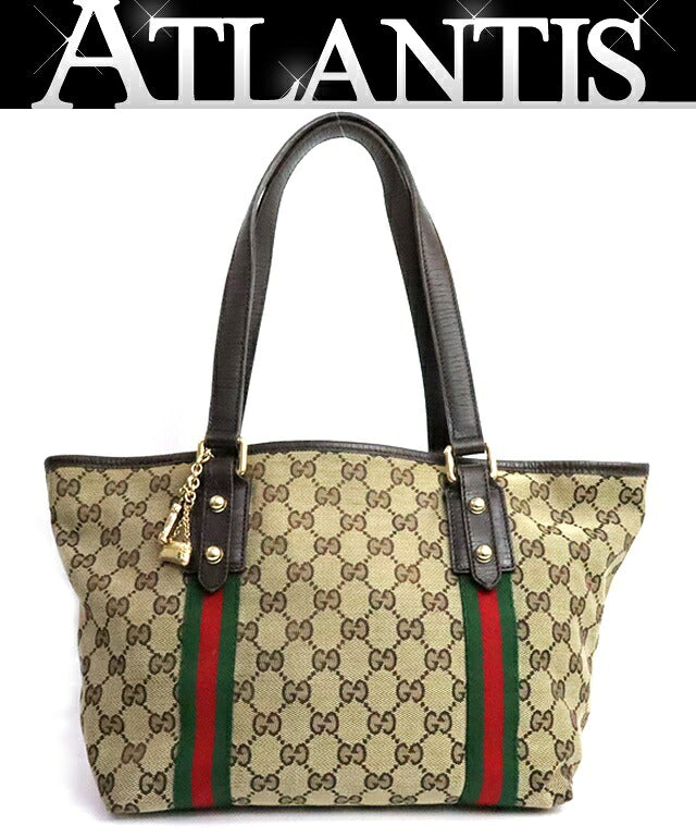 GUCCI GG Canvas Web Stripe Mini Tote Bag Brown Size ONE SIZE