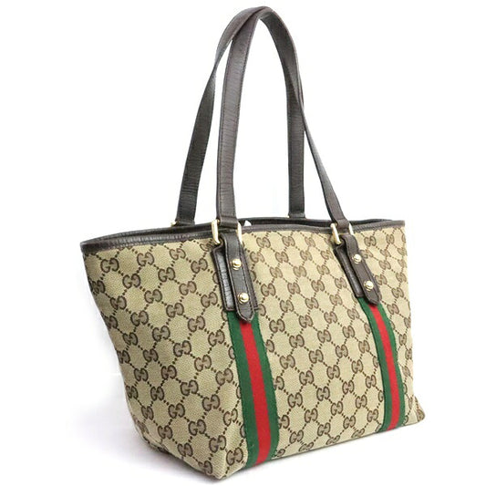 GUCCI GG Canvas Web Stripe Mini Tote Bag Brown Size ONE SIZE