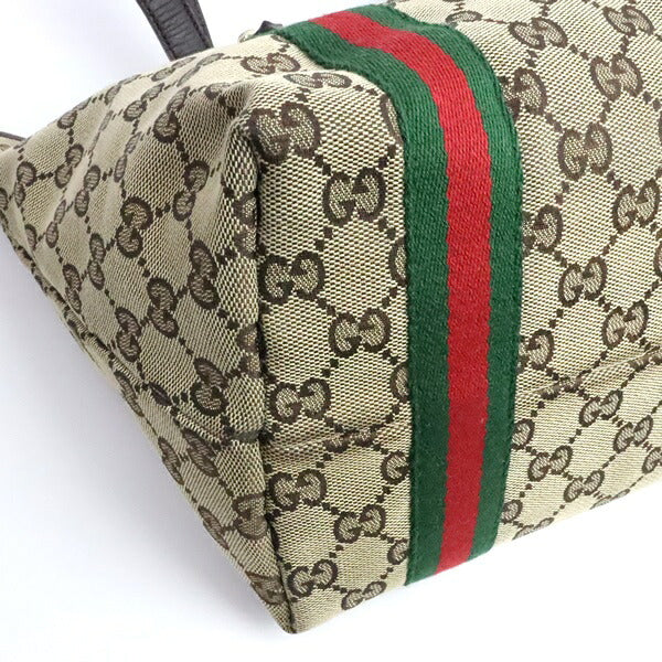 GUCCI GG Canvas Web Stripe Mini Tote Bag Brown Size ONE SIZE