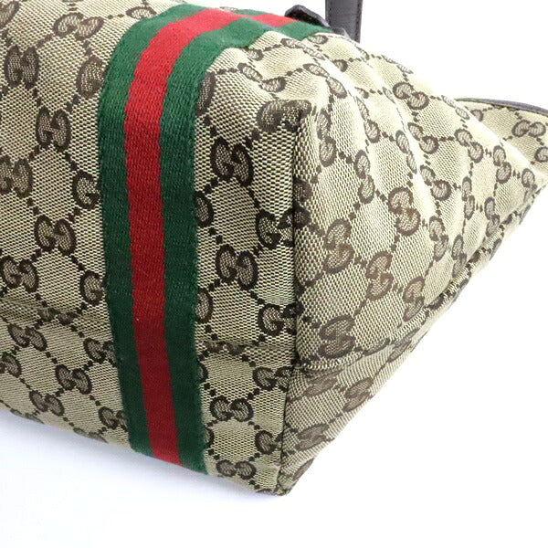 GUCCI GG Canvas Web Stripe Mini Tote Bag Brown Size ONE SIZE