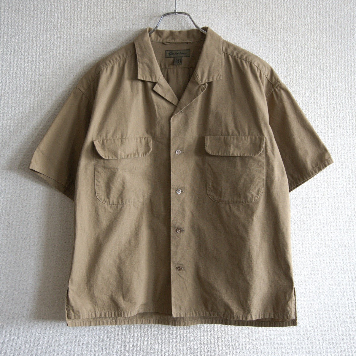 Nigel Cabourn OPEN COLLAR SHIRT COTTON TWILL Green Size 48