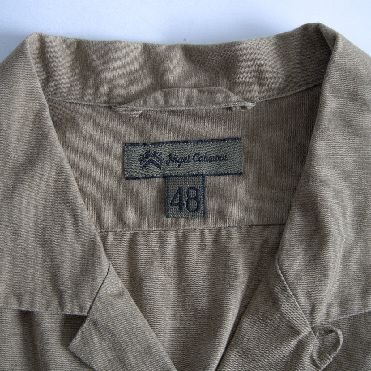 Nigel Cabourn OPEN COLLAR SHIRT COTTON TWILL Green Size 48