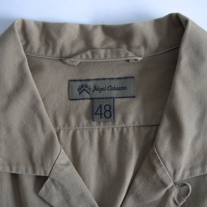 Nigel Cabourn OPEN COLLAR SHIRT COTTON TWILL Green Size 48