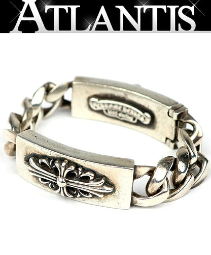 CHROME HEARTS Double ID Floral Silver Bracelet Size ONE SIZE