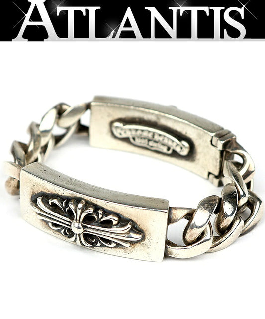 CHROME HEARTS Double ID Floral Silver Bracelet Size ONE SIZE