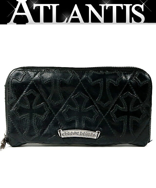 CHROME HEARTS Quilted Cross Patch Wallet Black Size ONE SIZE