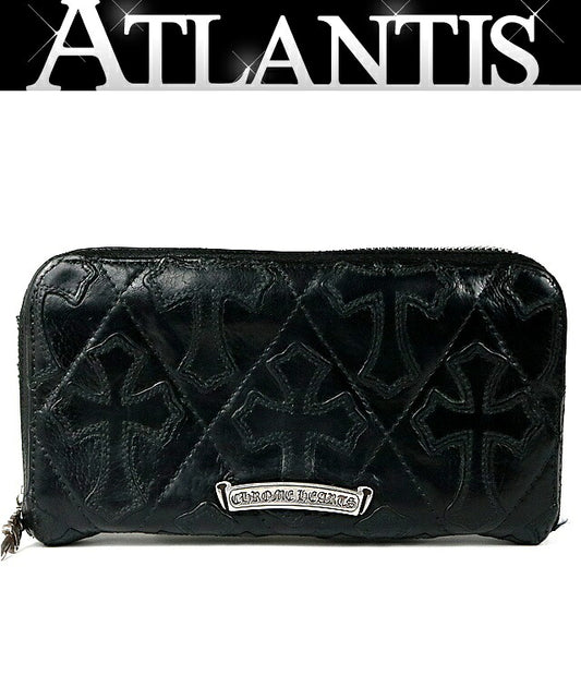CHROME HEARTS Quilted Cross Patch Wallet Black Size ONE SIZE