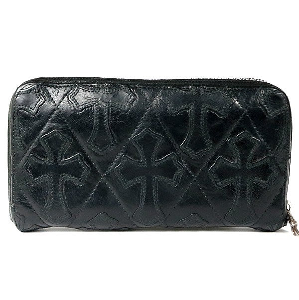 CHROME HEARTS Quilted Cross Patch Wallet Black Size ONE SIZE