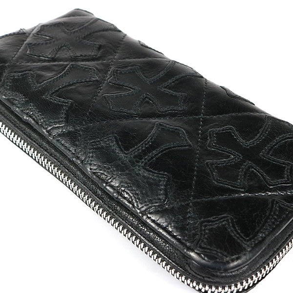 CHROME HEARTS Quilted Cross Patch Wallet Black Size ONE SIZE