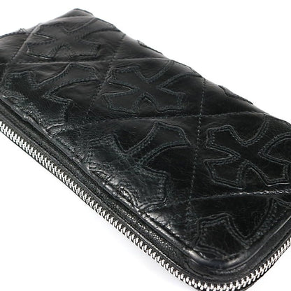 CHROME HEARTS Quilted Cross Patch Wallet Black Size ONE SIZE