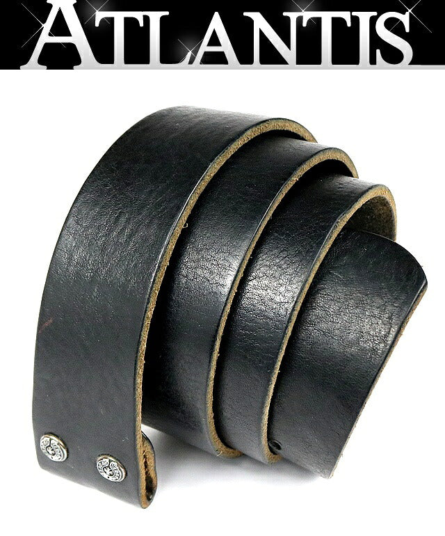 CHROME HEARTS 1.5" Leather Belt Strap Black Size 34