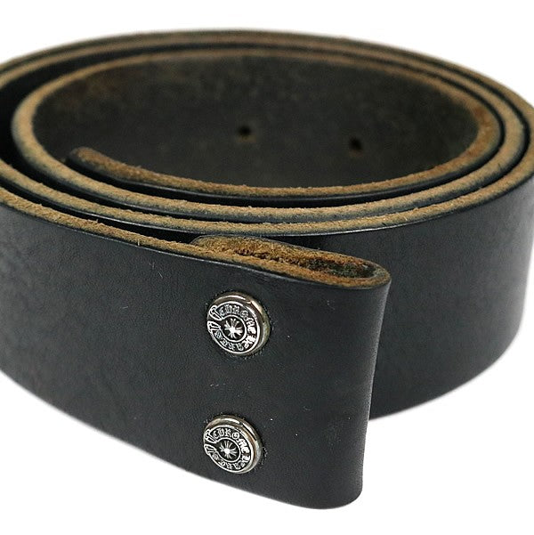 CHROME HEARTS 1.5" Leather Belt Strap Black Size 34