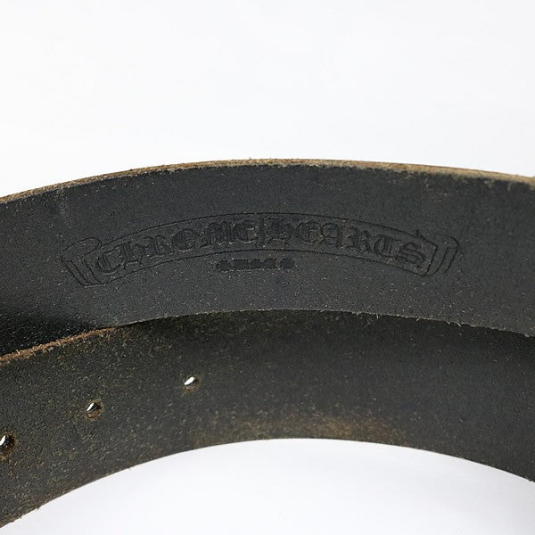 CHROME HEARTS 1.5" Leather Belt Strap Black Size 34