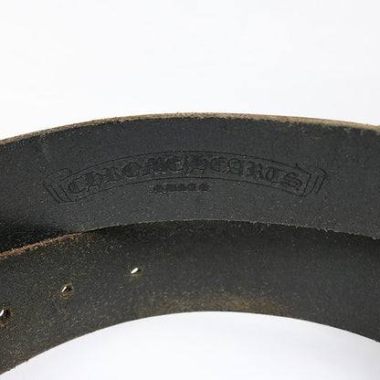 CHROME HEARTS 1.5" Leather Belt Strap Black Size 34