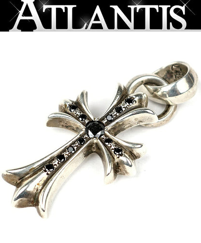CHROME HEARTS Small CH Cross Pave Black Diamond Pendant