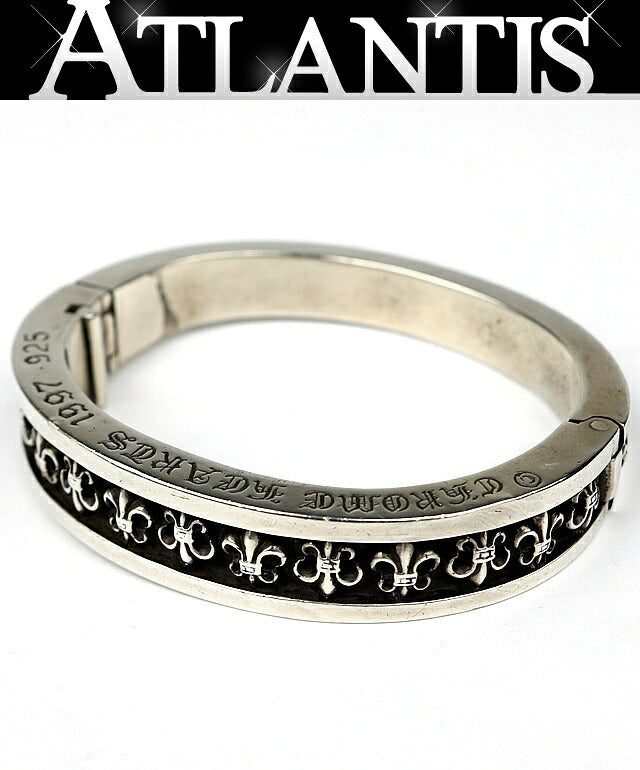CHROME HEARTS V-Band BS Fleur Silver Bracelet Size ONE SIZE
