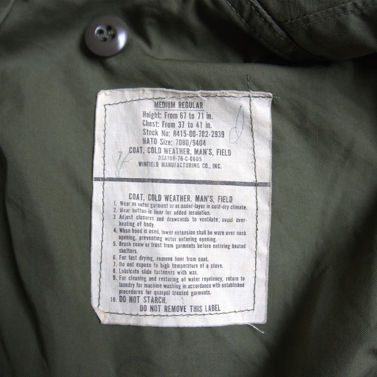 US ARMY M-65 3rd Field Jacket Size MEDIUM-REGULAR