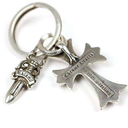 CHROME HEARTS Small Cross Silver Keyring Size ONE SIZE
