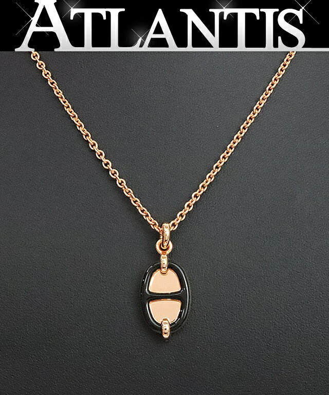 HERMES Mini Maillon PM Necklace Black/Rose Size ONE SIZE