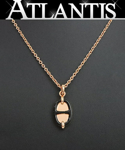 HERMES Mini Maillon PM Necklace Black/Rose Size ONE SIZE