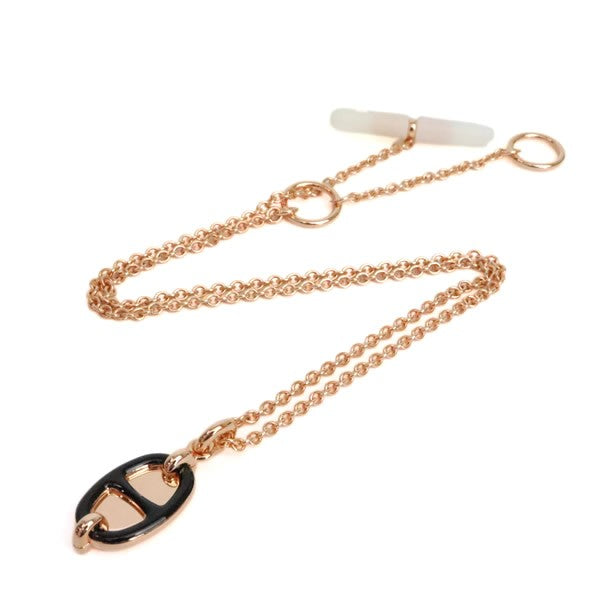HERMES Mini Maillon PM Necklace Black/Rose Size ONE SIZE