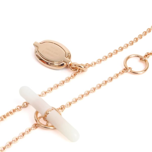 HERMES Mini Maillon PM Necklace Black/Rose Size ONE SIZE