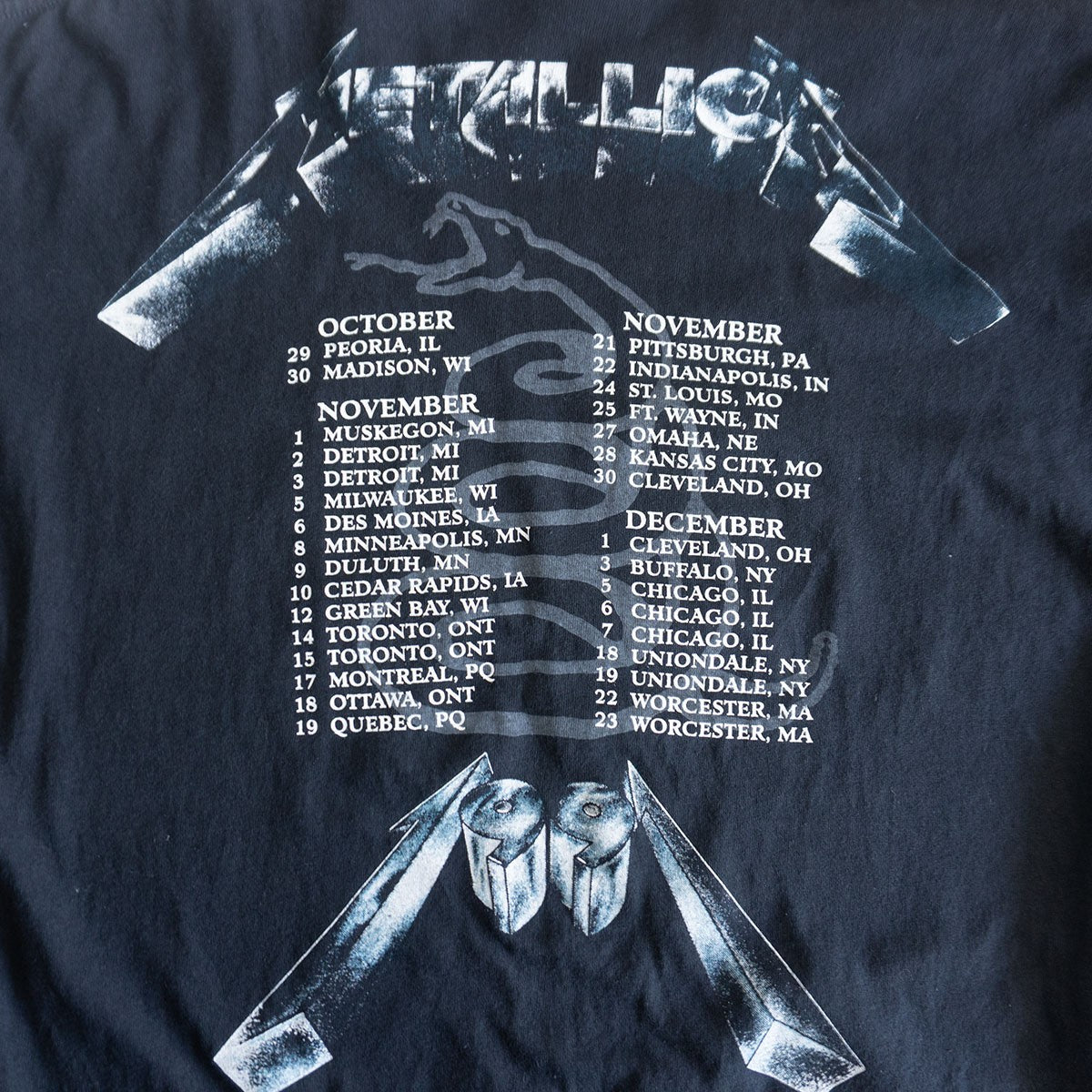 Metallica 90S 1991 Tour Tee T-Shirt Size L