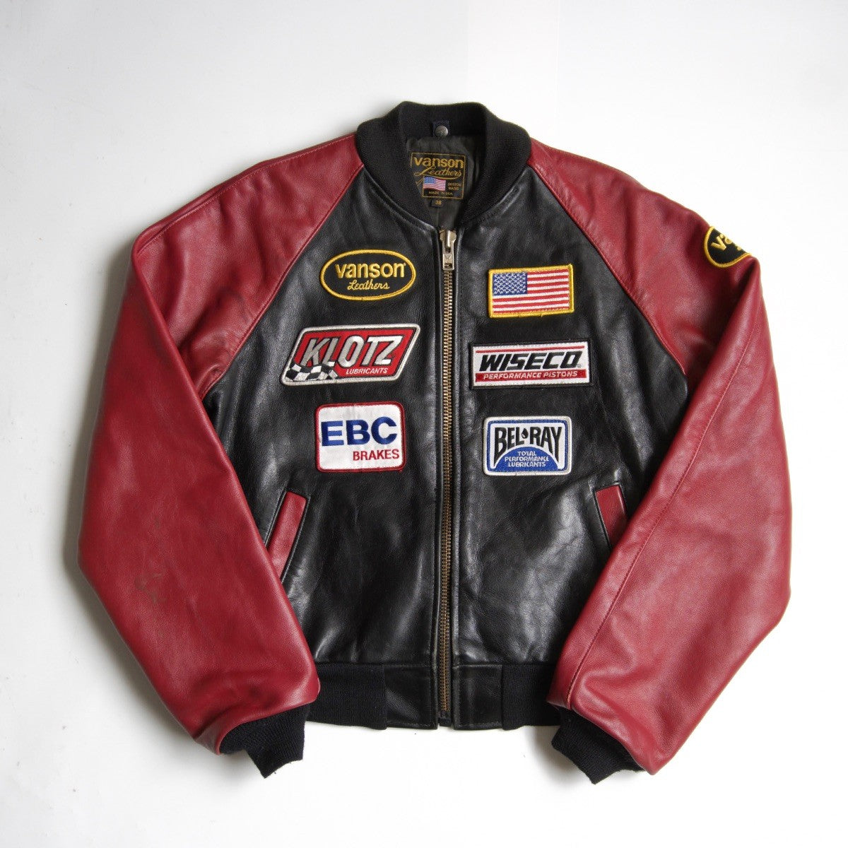 VANSON All-leather varsity jacket Black Size 38