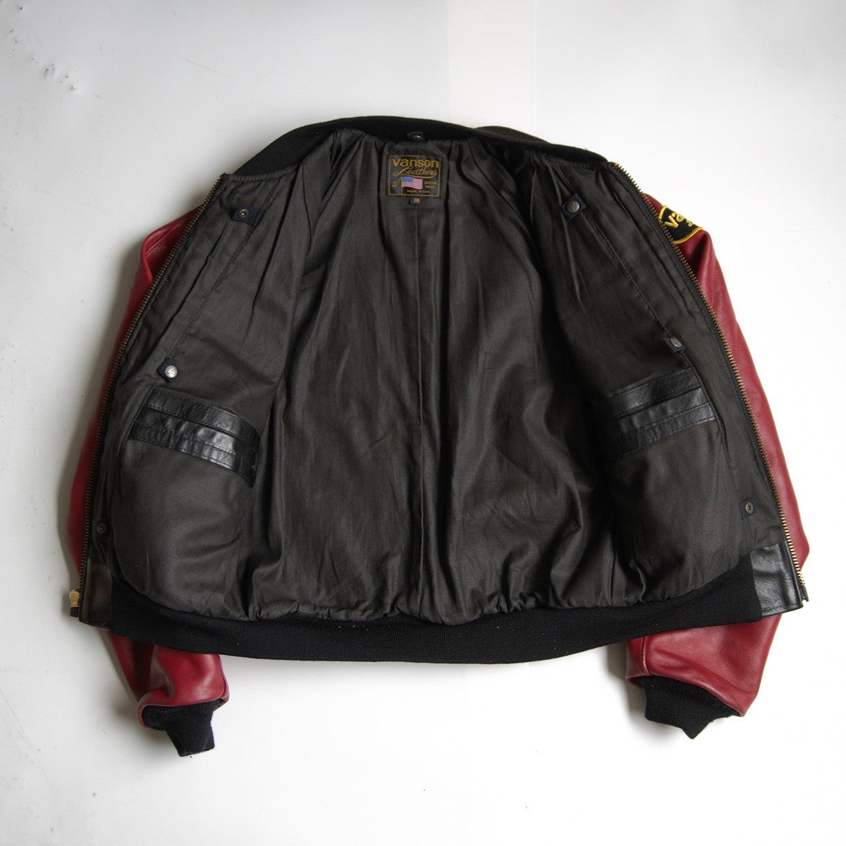 VANSON All-leather varsity jacket Black Size 38