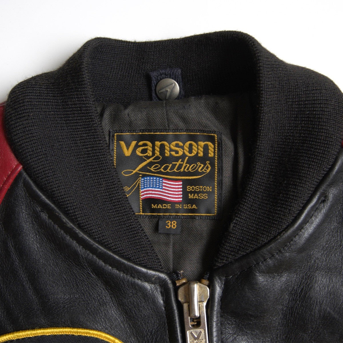 VANSON All-leather varsity jacket Black Size 38