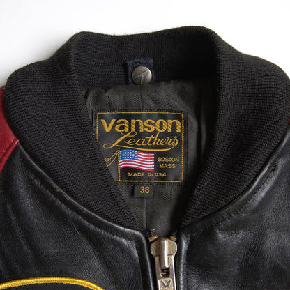 VANSON All-leather varsity jacket Black Size 38