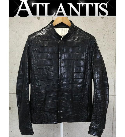 ISAAC SELLAM Black Crocodile Leather Jacket Size M