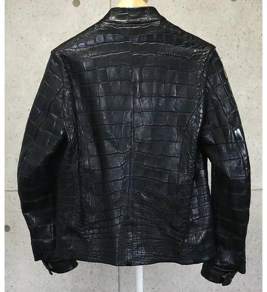 ISAAC SELLAM Black Crocodile Leather Jacket Size M