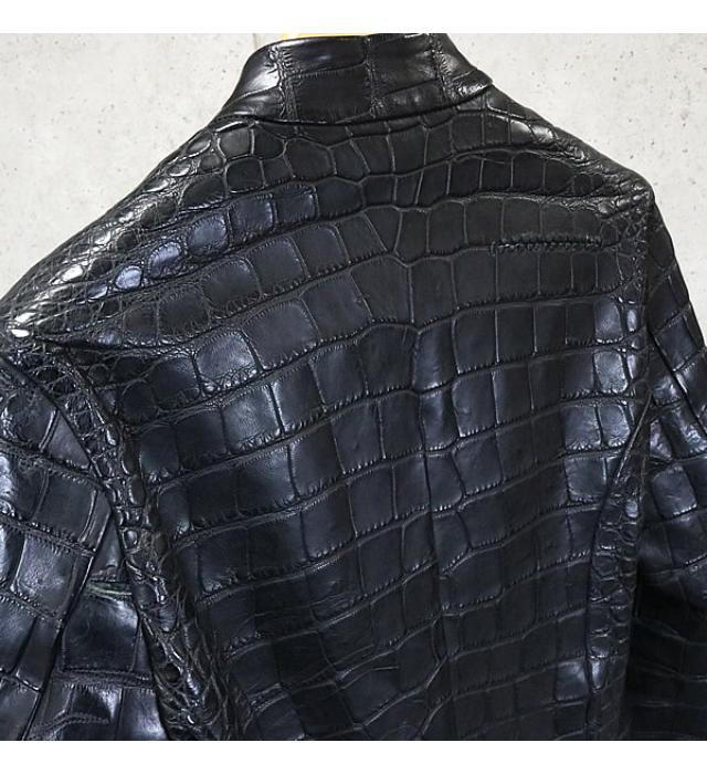 ISAAC SELLAM Black Crocodile Leather Jacket Size M