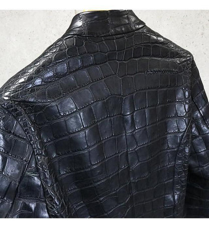 ISAAC SELLAM Black Crocodile Leather Jacket Size M