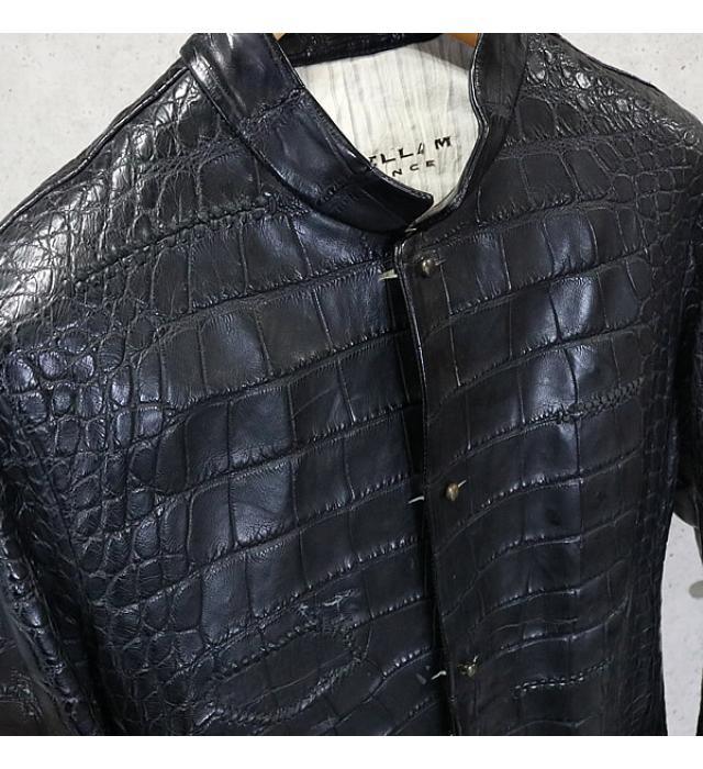 ISAAC SELLAM Black Crocodile Leather Jacket Size M