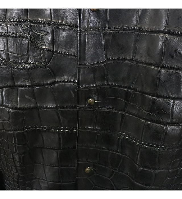 ISAAC SELLAM Black Crocodile Leather Jacket Size M