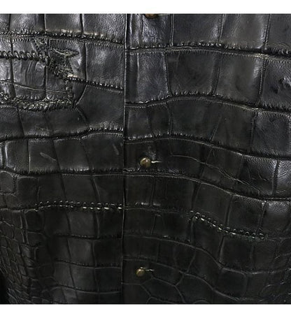 ISAAC SELLAM Black Crocodile Leather Jacket Size M