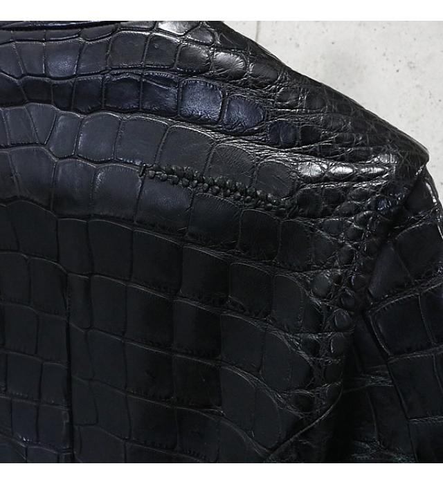 ISAAC SELLAM Black Crocodile Leather Jacket Size M