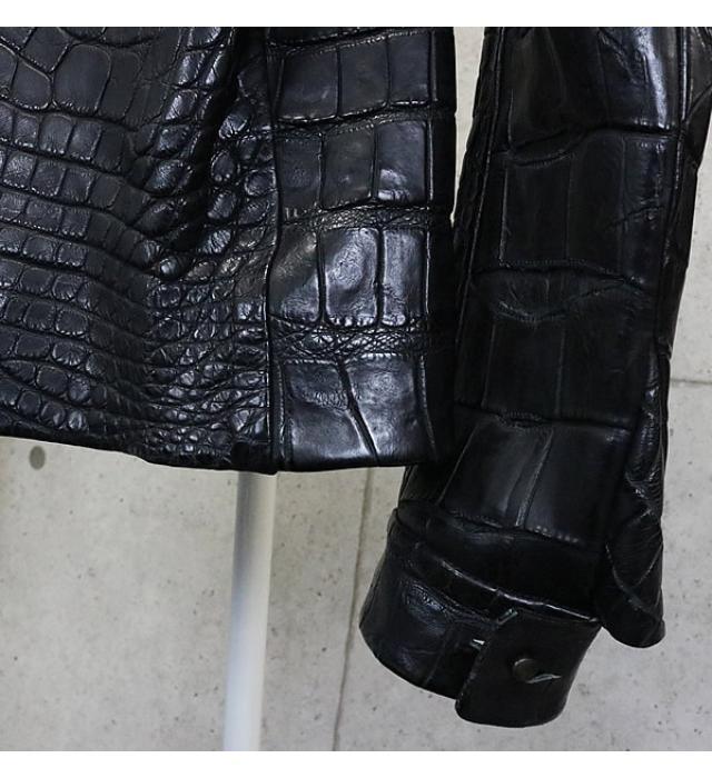 ISAAC SELLAM Black Crocodile Leather Jacket Size M
