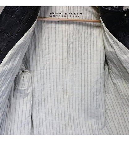 ISAAC SELLAM Black Crocodile Leather Jacket Size M