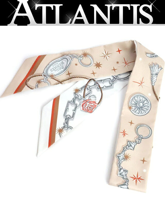 HERMES Twilly C'est la Fete Skull Silk Scarf Size ONE SIZE