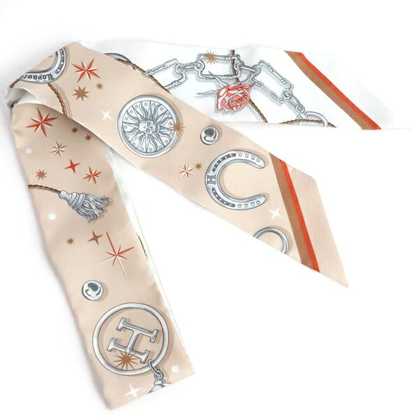 HERMES Twilly C'est la Fete Skull Silk Scarf Size ONE SIZE