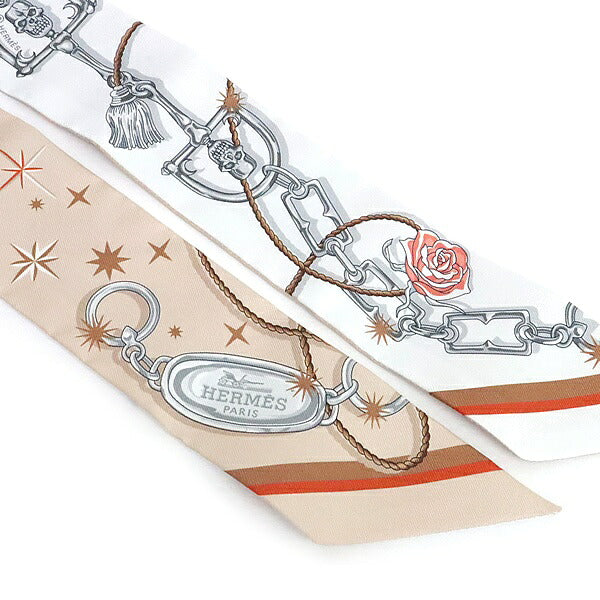 HERMES Twilly C'est la Fete Skull Silk Scarf Size ONE SIZE
