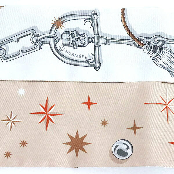 HERMES Twilly C'est la Fete Skull Silk Scarf Size ONE SIZE