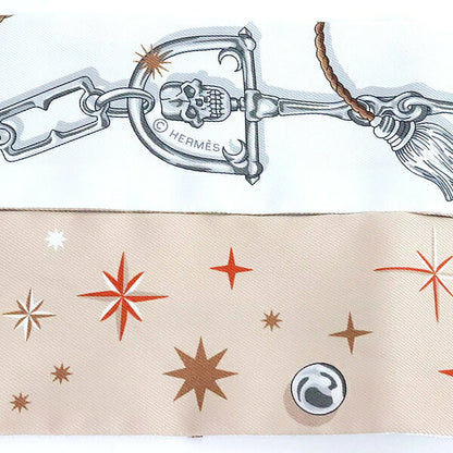 HERMES Twilly C'est la Fete Skull Silk Scarf Size ONE SIZE