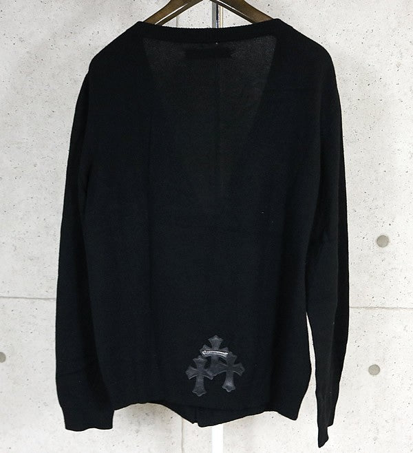 CHROME HEARTS Cashmere Cross Patch Cardigan Black Size M