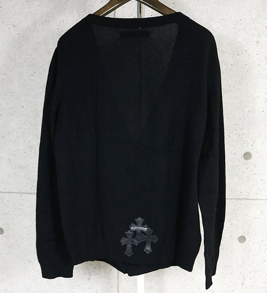 CHROME HEARTS Cashmere Cross Patch Cardigan Black Size M